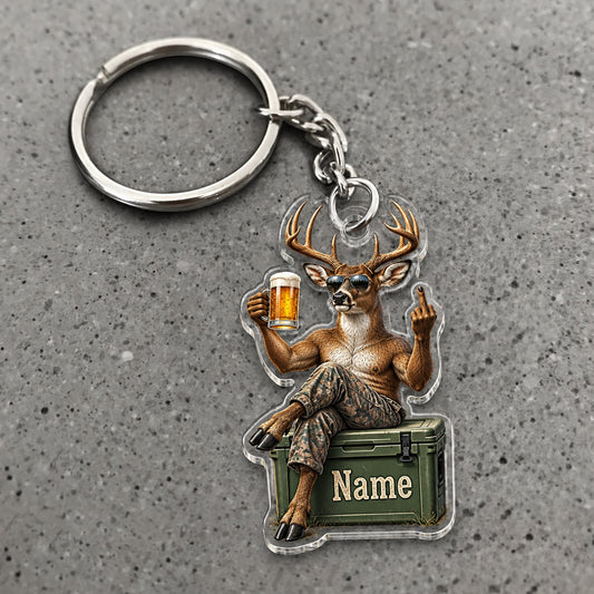 Maxcorners Deer Hunting Camping Beer Cooler Outdoorsman Custom Name Trap Hunting Custom Gift 2D Flat Acrylic Ornament, Keychain