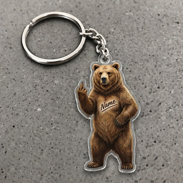 Maxcorners Bear Hunting Funny Middle Finger Wildlife Personalized Design Custom Name Hunting Custom Gift 2D Flat Acrylic Ornament, Keychain