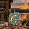 Maxcorners Circular Water Splash Fishing Artwork Personalized Name 2D Acrylic Keychain Ornament (8 Fish Species)