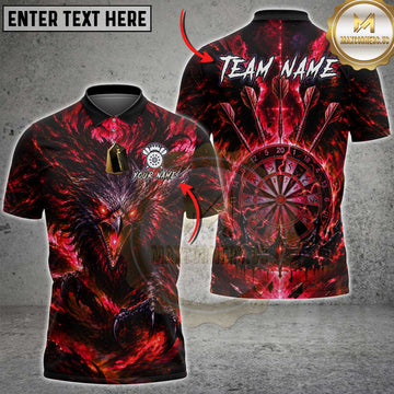 Maxcorners Darts Dark Eagle Flaming Dartboard Multiple Options Personalized Name, Team Name 3D Shirt