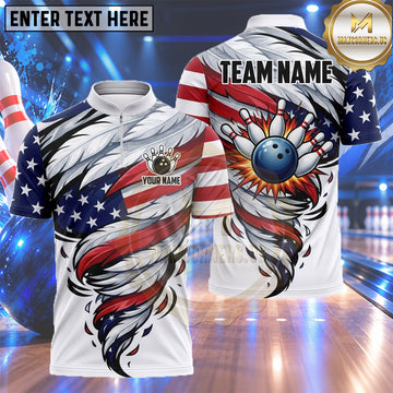 Maxcorners UK Bowling Shirt Bold Union Jack Flag Panels Multiple Options Personalized Name, Team Name 3D Shirt
