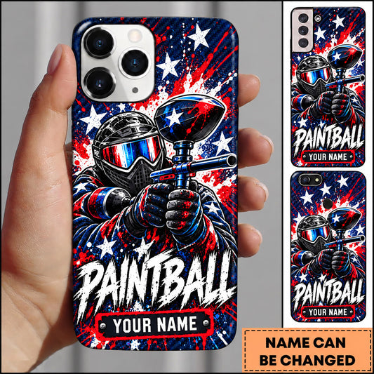 Maxcorners Paintball American Flag Warrior Personalized Name 3D Phone Case