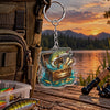 Maxcorners Rustic Fishing Gear Artwork Personalized Name 2D Acrylic Keychain Ornament (8 Fish Species)