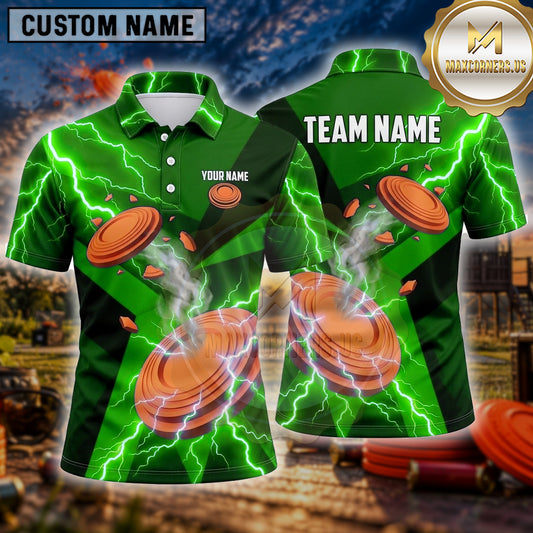 Maxcorners Trap Shooting Shirt Lightning Clay Explosion Multiple Options Personalized Name, Team Name 3D Shirt