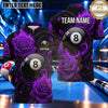 Maxcorners Gothic Rose Skull 8 Ball Billiards Multiple Options Personalized Name, Team Name 3D Shirt