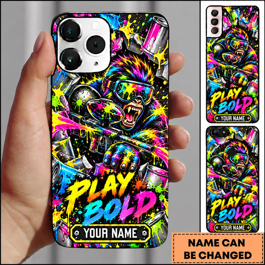Maxcorners Paintball Play Bold Splatter Warrior Personalized Name 3D Phone Case
