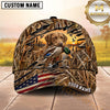 Maxcorners Torn Woodland Camo Sunset Scene Duck Hunting Dog Cap, Multiple Breeds Personalized Name 3D Cap
