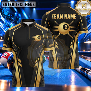 Maxcorners Modern Geometric Stripe 8 Ball Pool Multiple Options Personalized Name, Team Name 3D Shirt