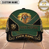 Maxcorners Luxury Forest Green Gold Accent Duck Hunting With Dogs Multi Options Personalized Name 3D Cap