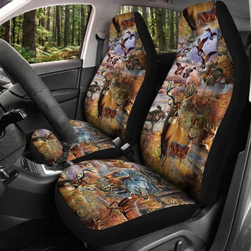 Maxcorners Deer Hunting Colorful Wildlife Camo Car Seat Covers