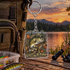 Maxcorners Rustic Woodland Fishing Artwork Personalized Name 2D Acrylic Keychain Ornament (8 Fish Species)