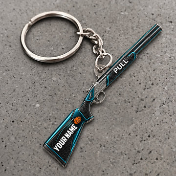 Maxcorners Shotgun Teal Flame Accent Design Custom Name Trap Shooting Custom Gift 2D Flat Acrylic Ornament, Keychain
