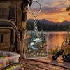 Maxcorners Rustic Woodland Fishing Artwork Personalized Name 2D Acrylic Keychain Ornament (8 Fish Species)