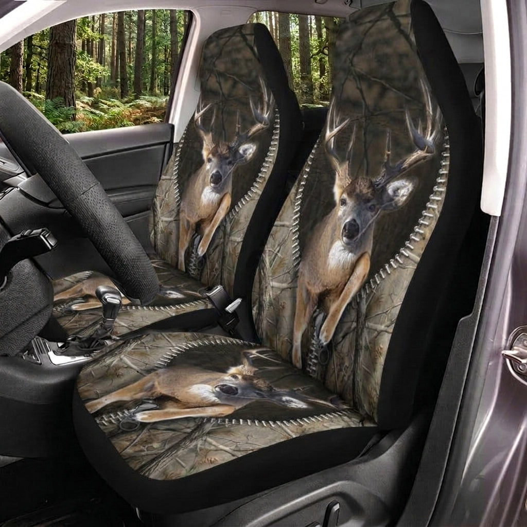 Maxcorners Deer Hunting Dark Forest Camo Car Seat Covers