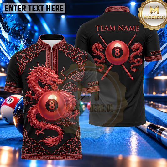 Maxcorners Oriental Dragon Imperial Pattern Billiards Multiple Options Personalized Name, Team Name 3D Shirt