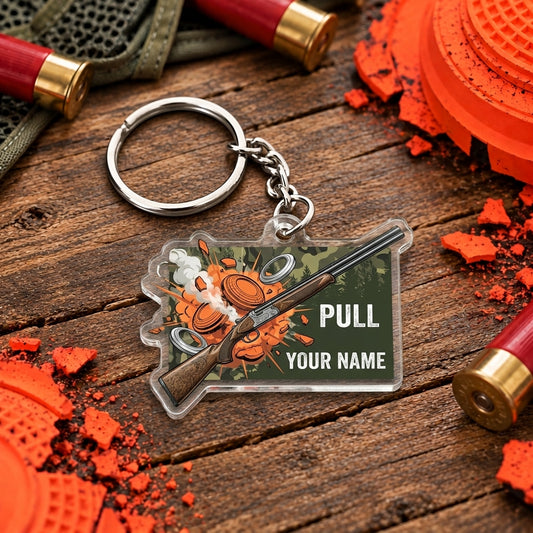 Maxcorners Military Green Clay Shooting Badge Trap Shooting Personalized Name Acrylic Keychain