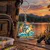 Maxcorners Tropical Floral Fishing Artwork Personalized Name 2D Acrylic Keychain Ornament (8 Fish Species)