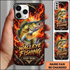 Maxcorners Fishing Flaming Carbon Fiber Artwork Multiple Options Personalized Name Phone Case (13 Fish Species)