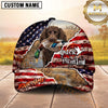 Maxcorners Distressed American Flag Torn Effect Duck Hunting Dog Cap, Multiple Breeds Personalized Name 3D Cap