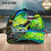 Maxcorners Personalized Fishing Cap with American Flag, Camo Lake Scene, Fishing Hook and Custom Name 3D Cap (12 Species)
