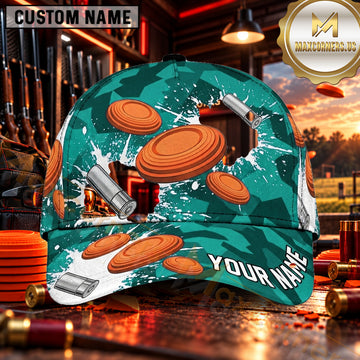 Maxcorners Exploding Clay Targets White Splash Trap Shooting Personalized Name 3D Cap