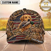 Maxcorners Rustic Woodland Camo Perforated Flag Duck Hunting Dog Cap, Multiple Breeds Personalized Name 3D Cap