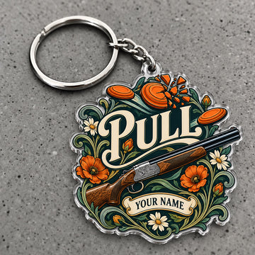 Maxcorners Pull Floral Shotgun Clay Target Design Custom Name Trap Shooting Custom Gift 2D Flat Acrylic Ornament, Keychain