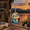 Maxcorners Retro Orange Sunset Fishing Artwork Personalized Name 2D Acrylic Keychain Ornament (8 Fish Species)