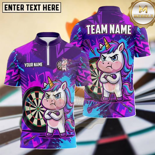 Maxcorners Angry Unicorn Electric Graffiti Dartboard Multiple Options Personalized Name, Team Name 3D Shirt