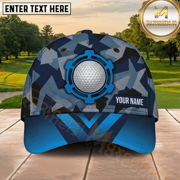 Maxcorners Golf Blue Digital Camo Tech Golf Ball Personalized Name 3D Cap
