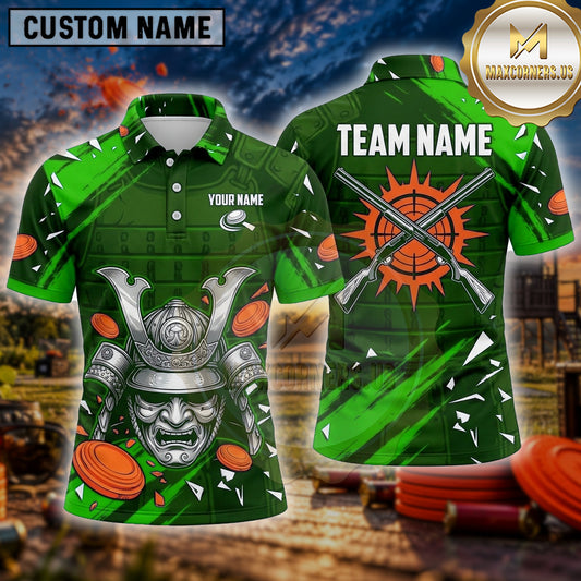 Maxcorners Trap Shooting Shirt Clay Shooting Flame Skull Multiple Options Personalized Name, Team Name 3D Shirt
