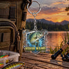 Maxcorners Blue Wave Fishing Emblem Personalized Name 2D Acrylic Keychain Ornament (8 Fish Species)