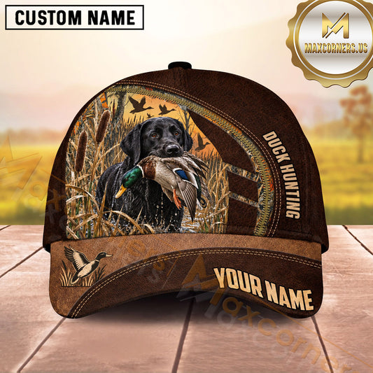 Maxcorners Dog Hunting And Duck Hunting Marsh Grass Wildlife Artwork Multiple Options Personalized Name 3D Cap