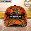 Maxcorners Blaze Orange Woodland Camo Duck Hunting With Dogs Multi Options Personalized Name 3D Cap
