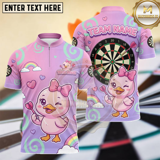 Maxcorners Cute Duckling Heart Swirl Dartboard Multiple Options Personalized Name, Team Name 3D Shirt