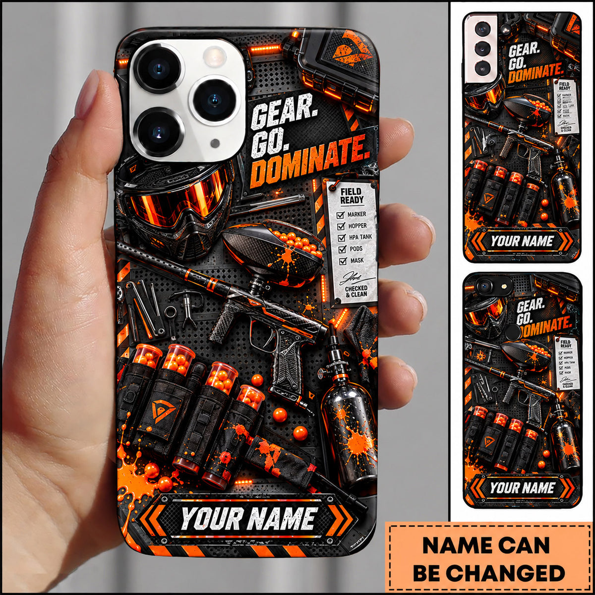 Maxcorners Paintball Gear Up Dominate Tactical Equipment Personalized Name 3D Phone Case