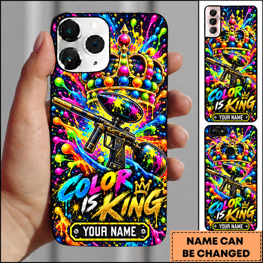 Maxcorners Paintball Color Is King Crowned Marker Personalized Name 3D Phone Case