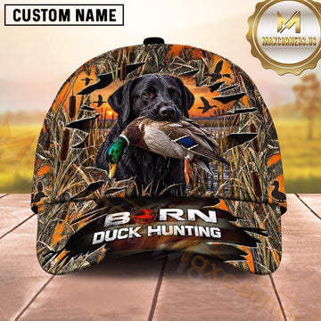 Maxcorners Dog Hunting And Duck Hunting Flying Waterfowl Design Multiple Options Personalized Name 3D Cap