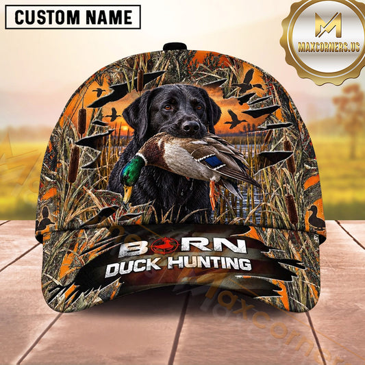 Maxcorners Dog Hunting And Duck Hunting Flying Waterfowl Design Multiple Options Personalized Name 3D Cap