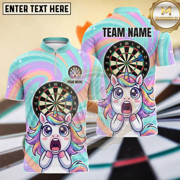 Maxcorners Funny Unicorn Surprise Rainbow Dartboard Multiple Options Personalized Name, Team Name 3D Shirt