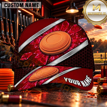 Maxcorners Geometric Clay Target Stripes Trap Shooting Personalized Name 3D Cap