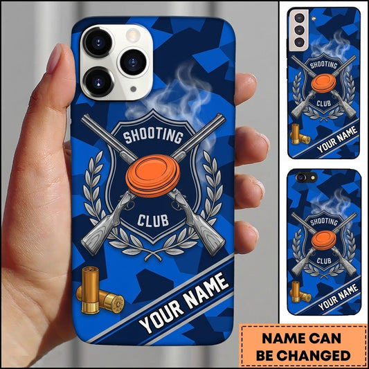 Maxcorners Shooting Club Crest Crossed Shotguns Personalized Name Trap Shooting Phone Case