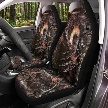 Maxcorners Bear Hunting Dark Woodland Camo Car Seat Covers