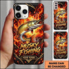 Maxcorners Fishing Flaming Carbon Fiber Artwork Multiple Options Personalized Name Phone Case (13 Fish Species)