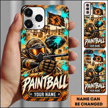 Maxcorners Paintball Splatter Warrior Field Action Personalized Name 3D Phone Case