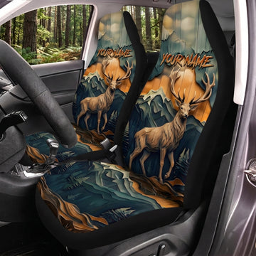 Maxcorners Elk Hunting Mountain Forest Personalized Name Car Seat Covers