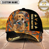 Maxcorners Blaze Orange Forest Camo Duck Hunting Dog Cap, Multiple Breeds Personalized Name 3D Cap