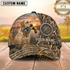 Maxcorners Sunset Marshland Compass Emblem Duck Hunting With Dogs Multi Options Personalized Name 3D Cap