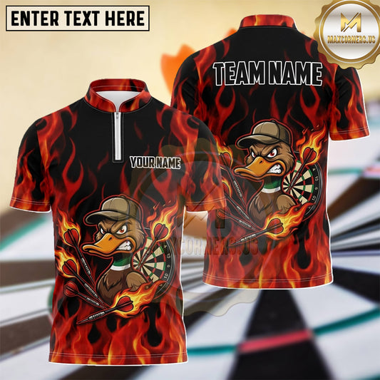 Maxcorners Hunting Duck Burning Flame Dartboard Multiple Options Personalized Name, Team Name 3D Shirt
