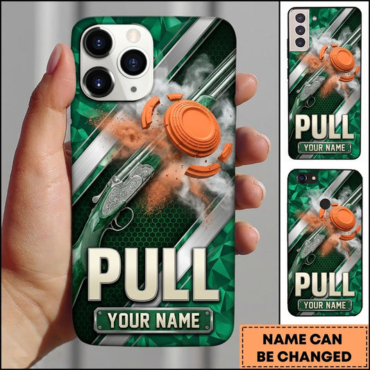 Maxcorners Emerald Shotgun Blast Pull Clay Target Personalized Name Trap Shooting Phone Case